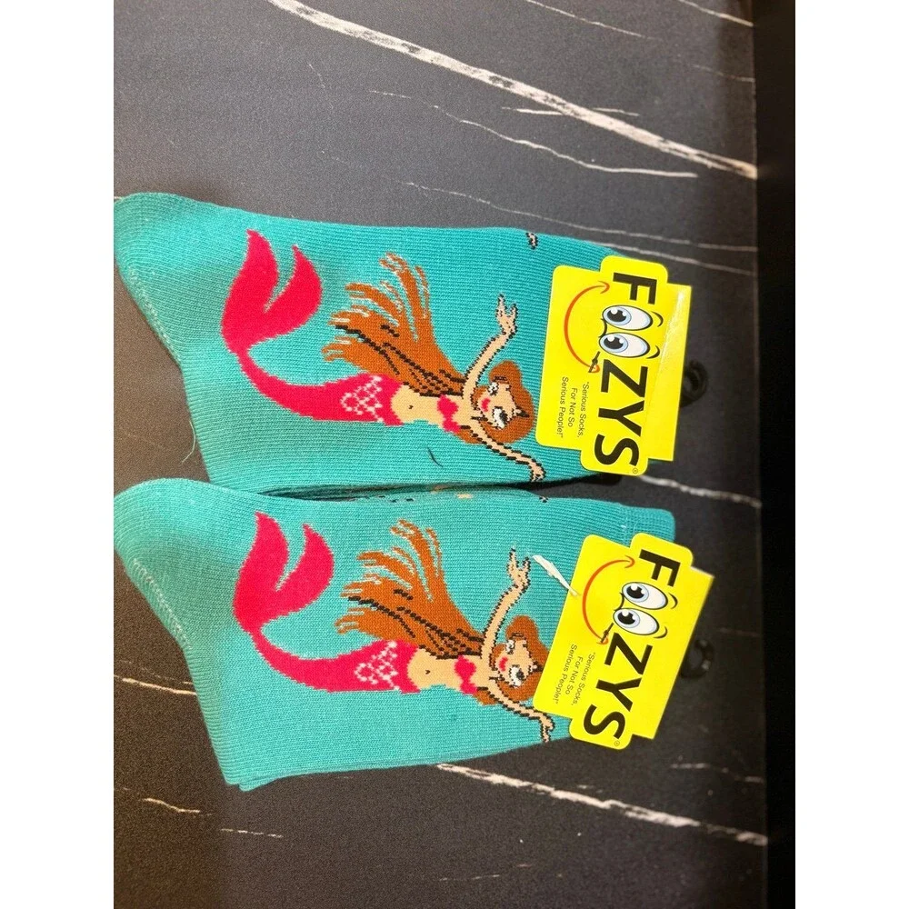 2 Pair Women’s‎ Novelty Socks Mermaid Foozys 4-10 NEW